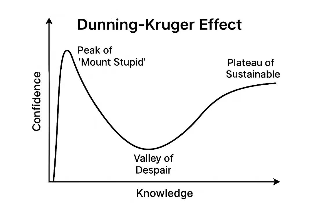 Grafik des Dunning Kruger Effekts